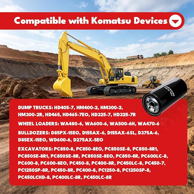 600-319-3841 Fuel Filter Water Separator Compatible with Komatsu HD405-7 HM400-2 D85PX-15EO D155AX-6 PC850-8 PC450-8 & More, Replaces 600-311-3841 FF63040NN P502480