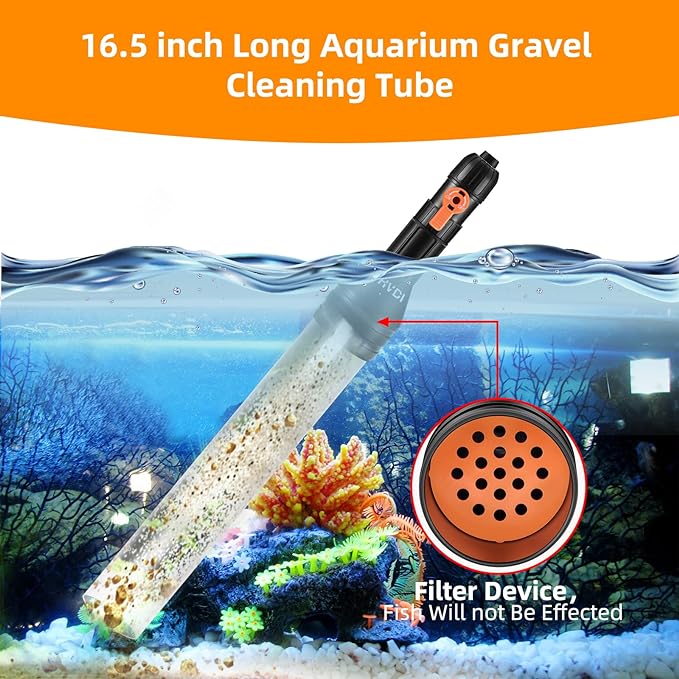 enomol Gravel Vacuum for Aquarium Water Changer Fish Tank Cleaning Tools,Siphon Universal Quick Pump Aquarium Water Changing (30ft)