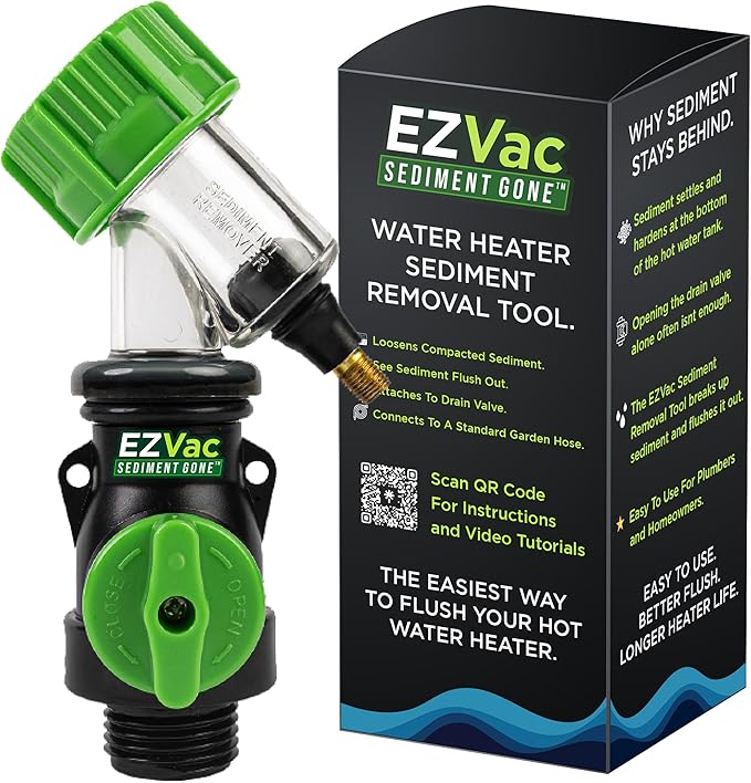 Sediment Gone™ Water Heater Sediment Removal Tool – Flushes, Cleans & Breaks Up Sediment Clogs in Electric or Gas Water Heaters – Easy DIY Water Heater Cleaning Tool