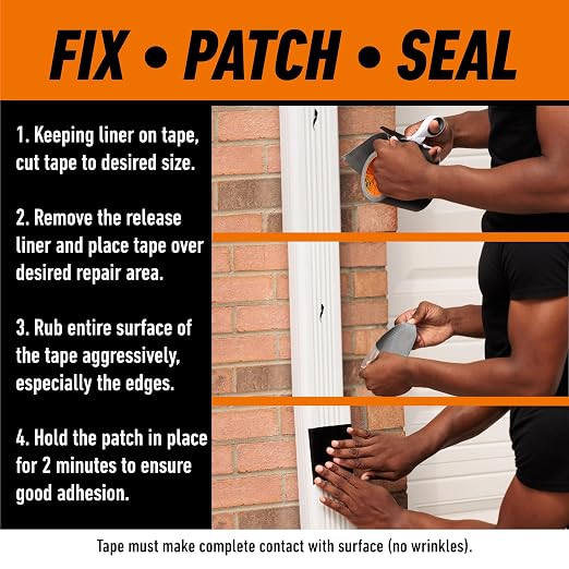 Gorilla Waterproofing Tape, Black, 4" x 10' (Pack of 2) - Permanent Weather Resistant Seal for Leaks and Repairs