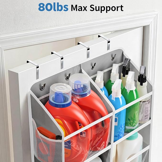 JARLINK Over the Door Organizer, Extra Large Storage for Bedroom, Grey | Anti-Tilt 100 lb Load Capacity, Hanging Door Organizer with 5 10 Mesh Pockets, Behind Door Storage for Bathroom, Nursery