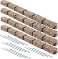 Landscape Edging | Garden Edging Border | Polyrock Bricks for Lawn Edging, Flower beds, Pathways & Yard Edging– 4 Packs | Each Section Has 6 Bricks 48" L x 4" W x 2.25" H | 12 Spikes |Sandstone
