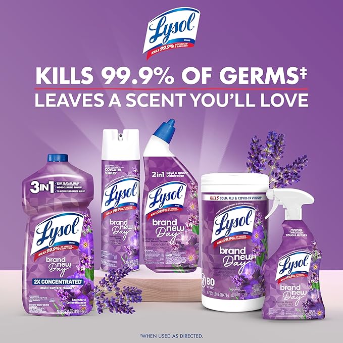 LYSOL Disinfecting Wipes, All Purpose Cleaner, Multi-Surface Antibacterial Cleaning Wipes, Household Cleaning Supplies, Dorm Essentials, Lavender & Cotton Blossom Scent, 80 ct.