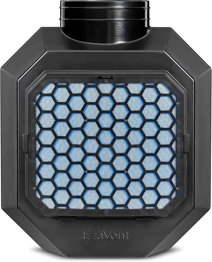 EzaVent Indoor Dryer Vent with 4 Polyester Replacement Filters and Fittings Only for Electric Dryers - 1 Year Warranty (Black EzaVent)
