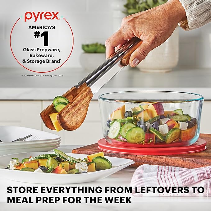 Pyrex Simply Store (9-Pack) Mixed Sized Glass Food Storage Set, Round & Rectangular Containers With Plastic Lids, BPA-Free, Dishwasher & Microwave Safe