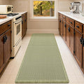 IM HOME Christmas Waffle Runner Rug Green 6'x2'(72" x 24"), Boho Woven Modern Bath Mat Rugs, Absorbent Non Slip Bathroom Rugs, Soft Washable Bath Rugs with Tassels for Bedroom, Kitchen, Shower, Tub