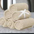 VOOVA & MOVAS Washcloths 6PC, 100% Cotton, 13x13 in, Beige Tan | Quick Dry, Soft, Absorbent, Hotel Quality, Luxury Wash Cloths, Towel Gift Set, Suitable For Spa, Bathroom, Travel
