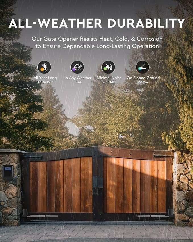 CO-Z Automatic Dual Swing Gate Opener Kit for Gates up to 1300 lb 36 ft | Includes Infrared Sensor, Remote Control, Custom Open/Close Time, and Solar Panel Compatibility (Solar Panels Not Included).