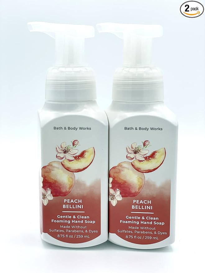 Bath and Body Works Gentle & Clean Foaming Hand Soap, 8.75 fl. oz. (Peach Bellini, 2-Pack)