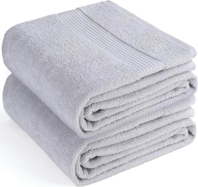 Cotton Paradise 100% Cotton Hand Towels, 2 Piece 35x70 Hand Bath Towels, Silver Grey