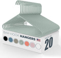 Plastic Hangers 20 Pack - Made in the USA - 6lb Capacity Standard Clothes Hangers with Strap Hooks for Dresses, Lingerie, Shirts, Pants, and Jackets - Mint