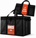Insulated Food Bag, Portable Cooler Tote (3XL, Black, 2 Pack) | Large thermal bag, For cold & hot food, Soft sided cooler, Heavy duty carrier, Grocery shopping, Food delivery, Catering bag