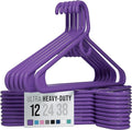 NEATERIZE Thick Heavy Duty Hangers - Purple Plastic Clothes Hangers 12 Pack - Great for Coat Hanger, Jackets Jeans & Suit Hanger for Closet, New Apartment Essentials Percheros Ganchos para Colgar Ropa