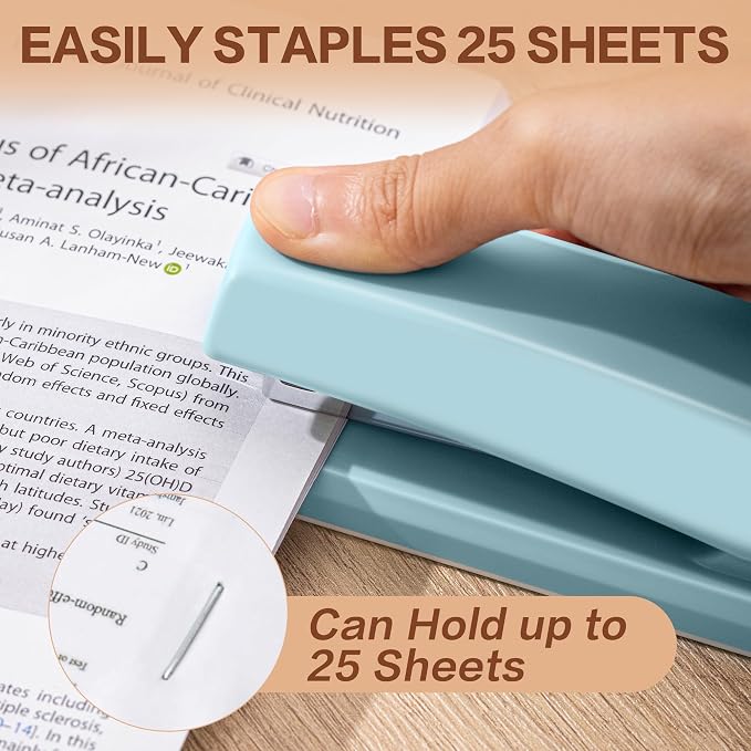 Deli Stapler, 12 Pack Staplers with 12000 Staples and 12 Staple Removers, Staplers for Desk, 25 Sheet Capacity, Blue