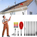 12 FT Gutter Cleaning Tools for Outdoor - Gutter Cleaner Pole with Shovel & Brush for Roof Rain Gutters, Cleans Leaves, Branches & Debris - No Ladder Needed (Red)