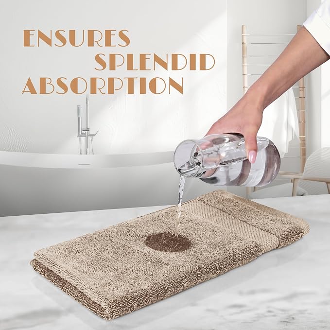 White Classic Taupe Hand Towels for Bathroom [6 Pack] Cotton Hand Towel Bulk for Gym, Kitchen and Spa, 16x27 Inches Soft Highly Absorbent Quick Dry Terry Salon Towels