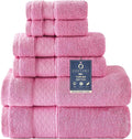 COZYART Bath Towel Set 6 PCS, Pink Luxury 100% Turkish Cotton 650GSM | Soft Absorbent Quick Dry, OEKO‑Tex 100 Cert. Zero Twist Ring Spun Cotton, Plush Fluffy, Breathable Hotel Quality Towels Set