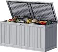 Devoko HDPE 260 Gallon Deck Box Double-Wall with Divider | Large Outdoor Storage Box Side Handles, Waterproof and Lockable for Patio Furniture, Garden, Pool