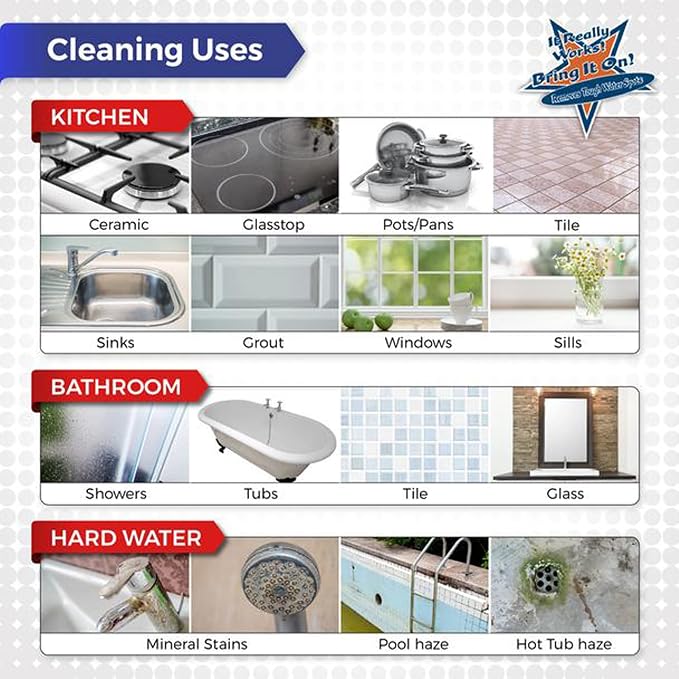 BRING IT ON! CLEANER 2 Pack 32 Oz Hard Water Stain Remover for Glass, Shower Door Cleaner, Soap Scum & Limescale Remover for Tile, Grout, Bathroom & Sink