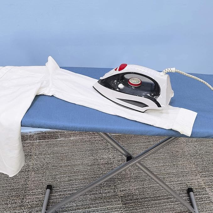 VividPaw Ironing Board Cover and Pad, Standard Size 15x54, Thick Padding, Elastic Edge, Silicone Coated, Resist Scorching, Adjustable Fastener, Heavy Duty Padded Iron Board Covers (Blue)