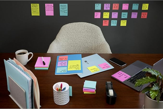 Post-it Super Sticky Notes, Assorted Sizes, 15 Pads, 2X The Sticking Power, Supernova Neons Collection, Neon Colors (Orange, Pink, Blue, Green), Recyclable (4423-15SSMIA), (Pack of 12)