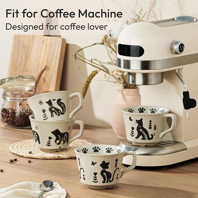 11 oz Ceramic Coffee Mug, Stoneware Teacup with Handle | Small Novelty Unique Cup for Tea Mocha Latte Cappuccino, Microwave Dishwasher Safe (Dog)