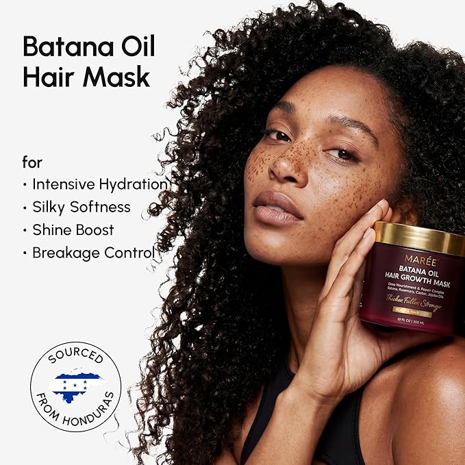 MAREE Deep Conditioning Hair Mask for Damaged Hair Treatment – Keratin Hair Care for Hydrating Growth Repair Moisturizing – Dry Curly Color Refreshing – 10 Fl Oz, Yellow