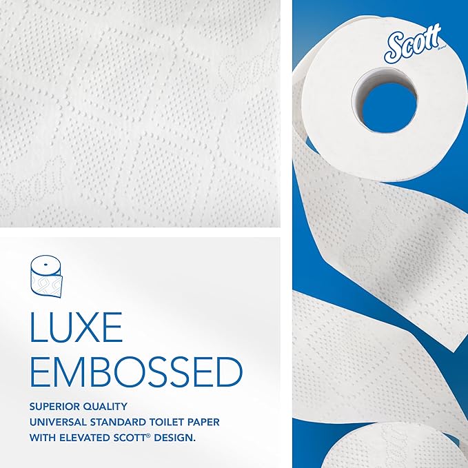Scott Professional Standard Roll Toilet Paper, Bulk (04460), 2-Ply, Elevated Design, White, Individually Wrapped (80 Rolls of 550 Sheets, 44,000 Sheet Total)
