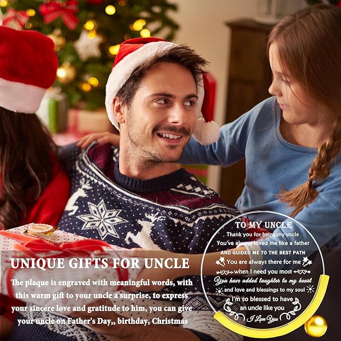 YWHL Uncle Gifts from Niece Nephew Birthday Gifts for Uncle Who Have Everything Crystal Keepsake Plaque Present Best Uncles Ever Gift on Christmas Fathers Day Thanksgiving Day