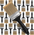 Layhit 24 Pcs Paint Brushes House Chip Paintbrush with Treated Plastic Handles Wide Flat Wall Trim Painting Tool for Paint Stains Wood Cabinet Deck Fence Door Furniture Home DIY (3”)