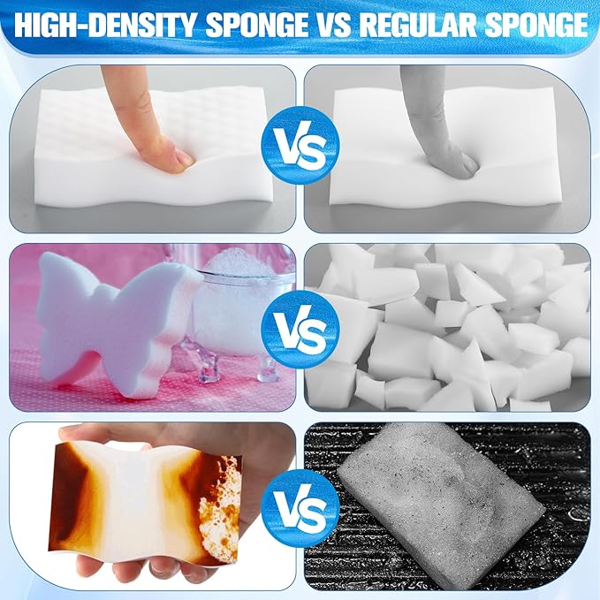 SiliFine Magic Extra Durable Sponge Eraser 3 Layer Density Cleaning Pads in Bulk Thick More Lasting Sponge Eraser for Bathroom Kitchen Floor Bathtub Toilet Cleaner