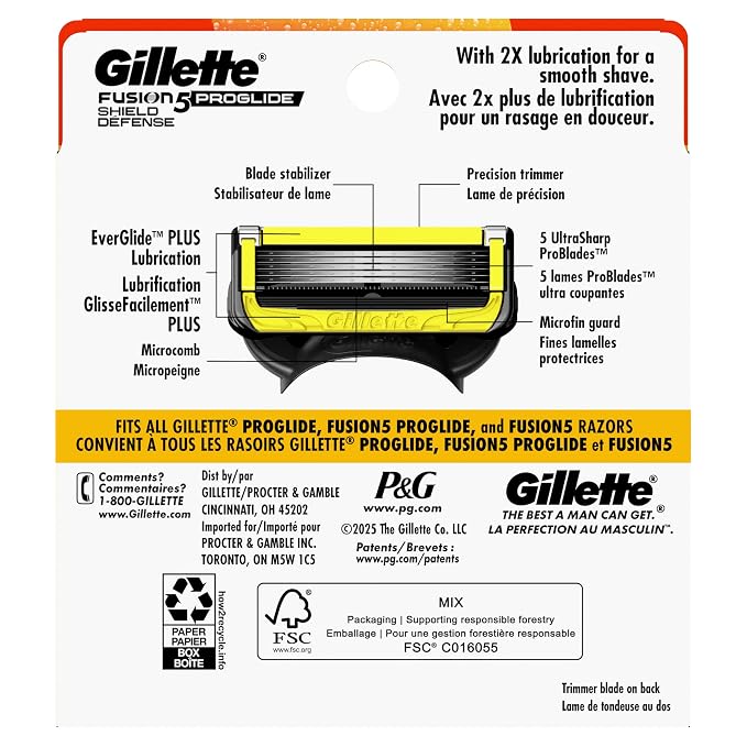 Gillette Fusion5 ProShield Men's Razor Blades, 8 Blade Refills
