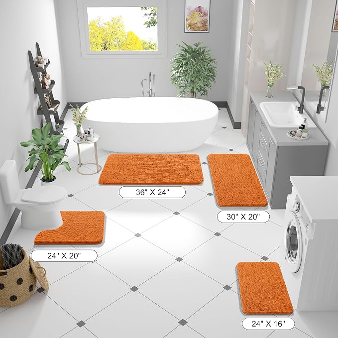 OLANLY Bathroom Runner Rugs 44x24, Extra Soft Absorbent Chenille Bath Rugs, Rubber Backing Quick Dry, Machine Washable Long Bath Mats for Bathroom Floor, Tub and Shower, Home Decor Accessories, Clay