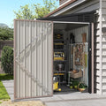 Aoxun 4x6 FT Lean to Shed Outdoor Storage Shed, Brown | Lockable Doors & Slooping Roof, Metal Garden Tool Shed for Backyard, Bike Shed for Patio, Poolside