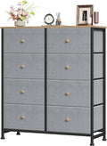 Sweetcrispy 8 Drawer Dresser for Bedroom, Organizer Storage Drawers, Blue | Fabric Storage Tower, Chest of Drawers with Steel Frame, Wood Top for Living Room, Closet