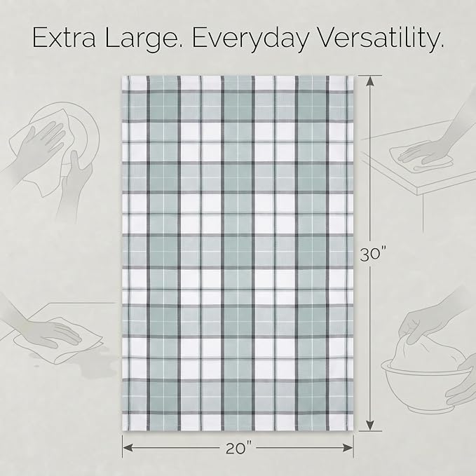 Urban Villa Kitchen Towels Set of 6 Majestic Checks Kitchen Towels 20X30 Inches 100% Cotton Highly Absorbent Kitchen Towels Premium Quality Ultra Soft Mitered Corners KitchenTowels