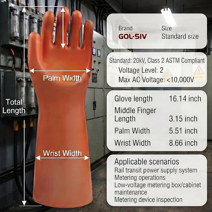 Electrician Insulated Gloves - Class 2 ASTM Compliant High Voltage Electrical Insulating Rubber Gloves For Men,Electrical Safety Gloves Lineworker