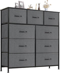 Sweetcrispy 9 Drawer Fabric Dresser Tall Chest Storage Organizer Tower | Cabinet Metal Frame and Wood Top Lightweight Closet Furniture for Bedroom, Charcoal Grey