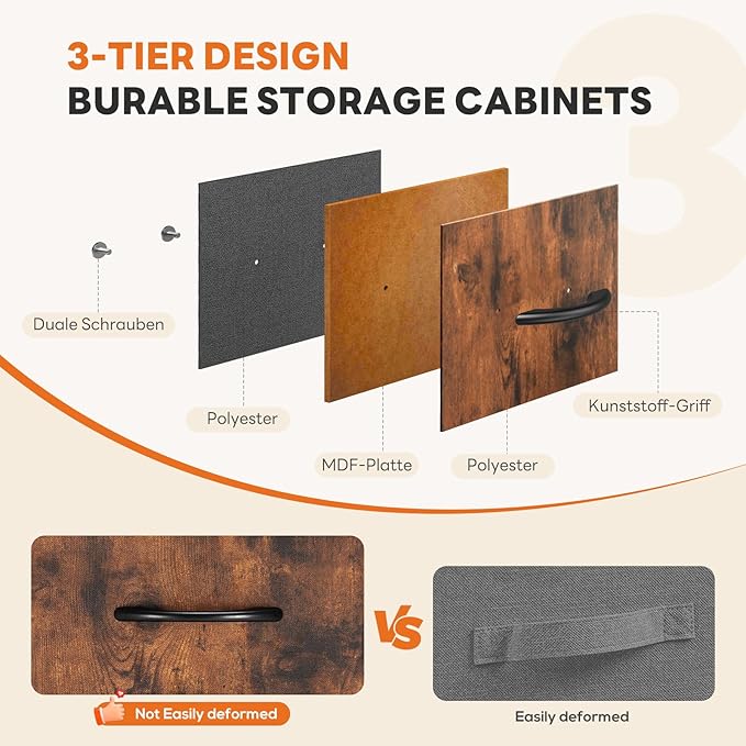 Sweetcrispy 7 Drawer Dresser with Fabric Bins Fabric Storage Tower Organizer for Bedroom Closet Hallway Entryway Tall Chest of Drawers with Steel Frame Wood Top Easy Pull Handles,Rustic Brown