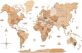 Enjoy The Wood 3D Wooden World Map Wall Art - Large Travel Map with Pins for Art Decor - Decorative Map of the World for Home, Office - Travel Wall Art Housewarming Gift Idea (Light, XL, Unframed)