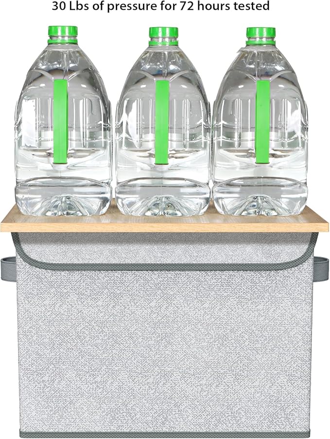 Univivi Storage Bins with Lids [4-Pack] Large Collapsible Stackable Fabric Storage Boxes with Lids, Decorative Closet Organizers and Storage for Clothes, Office, Bedroom (Gray, 17“ x 12” x 12")