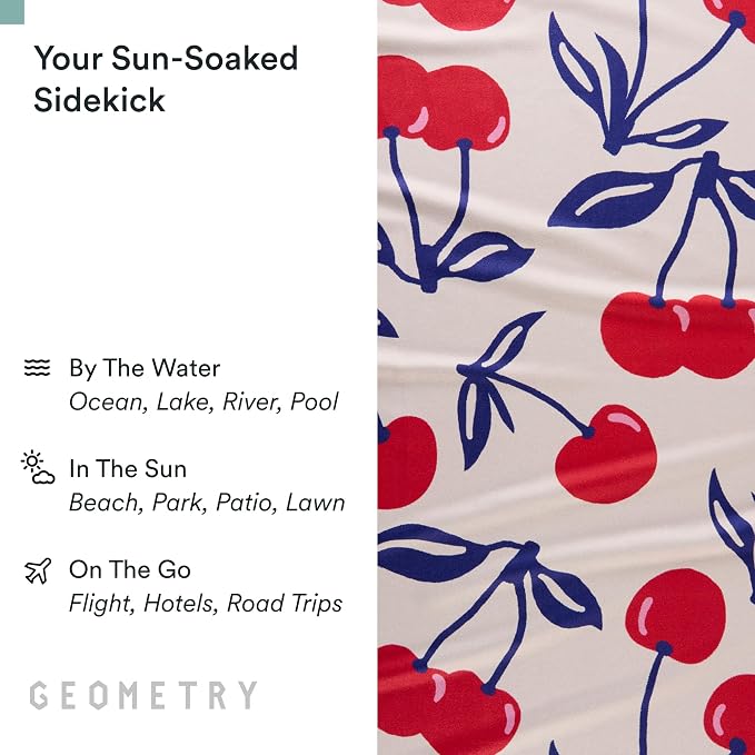 GEOMETRY Micro-Loop Beach Towel – Spring & Summer Collection – Quick-Dry, Sand-Resistant, Ultra-Absorbent Compact Towel for Beach & Travel (Cherry Slush)