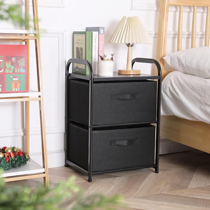 MAX Houser Dresser for Bedroom with 2 Drawers, Wide Chest of Drawers, Fabric Dresser, Storage Organizer Unit with Fabric Bins for Closet, Living Room, Hallway, Nursery,Black | Wide Chest of Drawers, Fabric Dresser, Storage Organizer Unit with Fabric Bi...