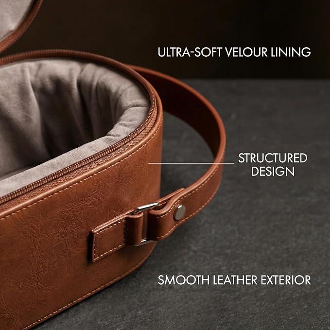 Bey-Berk Vino Brown Leather Double Wine Caddy, Two-Bottle Travel Case with Zipper Closure and Corkscrew Bar Tool