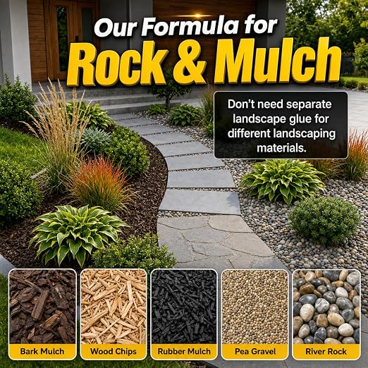 Teexpert Mulch Gravel Glue for Landscaping: 1 Gallon Rock Glue Fast-Dry Gravel Adhesive for Stone Pea Pebble Rubber,Strong Weather-Resistant Rocks Lock for Landscape Outdoor Yards Garden Bed Paver