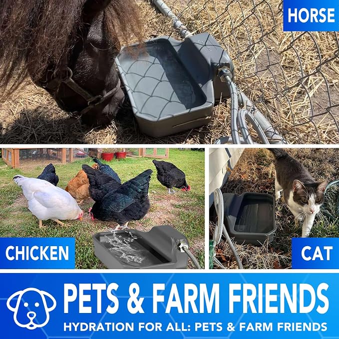 PETTEN Auto Fill Dog Water Bowl, Outdoor 1Gal/3.75L Automatic Dispenser | Auto-refill float valve,no electricity.3.75L for dogs/cats&livestock.3/4"GHT hose connection.Food-grade HDPE,durable