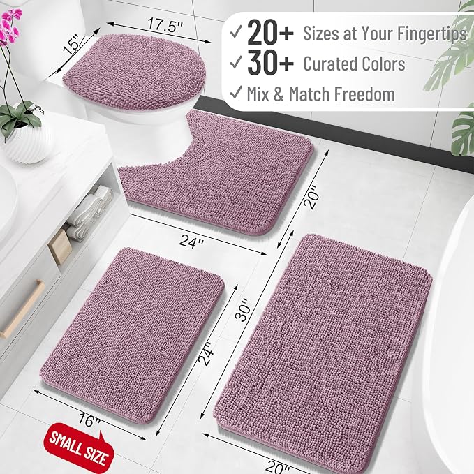 OLANLY Large Bathroom Rugs 47x32, Extra Soft Absorbent Chenille Bath Rugs, Rubber Backing Quick Dry, Machine Washable Bath Mats for Bathroom Floor, Tub and Shower, Home Decor Accessories, Deep Plum