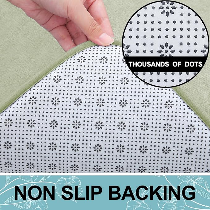 Smiry Memory Foam Bath Mat 47x17, Extra Soft and Absorbent Bathroom Mats, Non Slip Washable Carpet for Floor, Shower and Tub, Sage Green