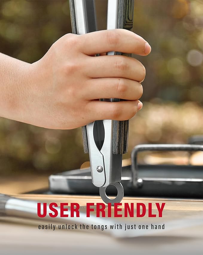 Grilaz Stainless Steel BBQ Tool Set with Veined-Dyed Wooden Handles | Heavy Duty Grilling Accessories | 3-Piece Outdoor Barbecue Grill Utensil Set with Spatula, Fork, and Tongs - Ideal Gift for Men…