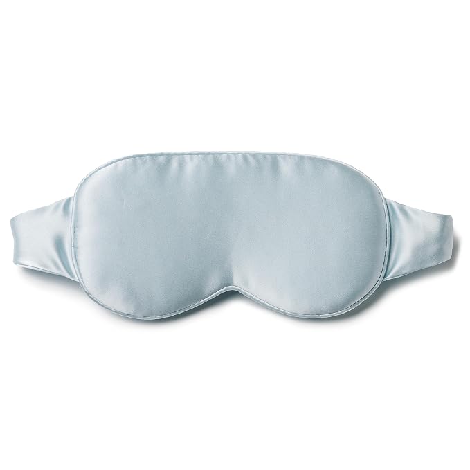 Fishers Finery 25 Momme 100% Organic Mulberry Silk 3D Sleep Eye Mask - Adjustable Elastic, Lash Extension Friendly, Zero Eye Pressure Blackout Blindfold (Misty Blue)